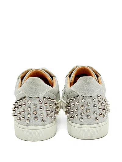 Pre-owned Christian Louboutin Louis Junior Spikes Sneakers In Silver