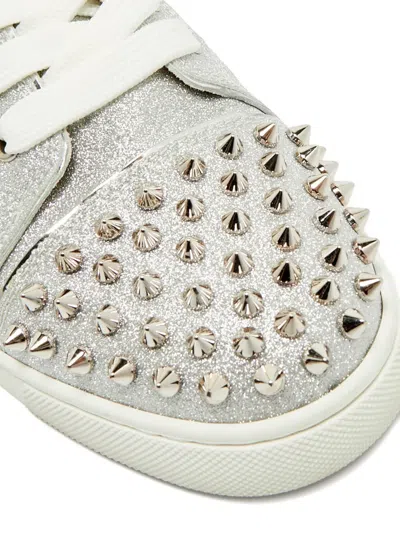Pre-owned Christian Louboutin Louis Junior Spikes Sneakers In Silver