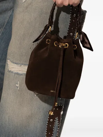Amiri Micro Ma Drawstring Bucket Bag In Brown