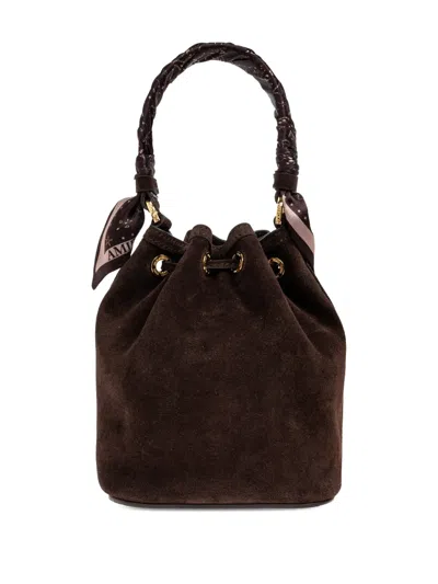Amiri Micro Ma Drawstring Bucket Bag In Brown