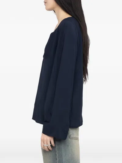 Zadig & Voltaire Torny V-neck Blouse In Blue
