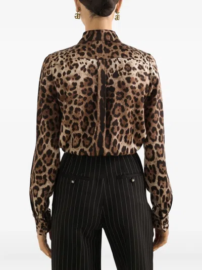 Dolce & Gabbana Leopard-print Shirt In Brown