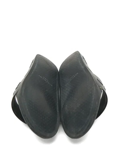 Pre-owned Givenchy Logo-embroidered Slides In Black