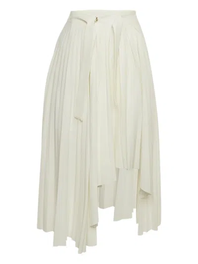 Pre-owned Maje Asymmetric Pleated Skirt In Neutral