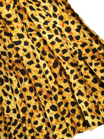 Versace Short-sleeve Leopard-print Dress In Black