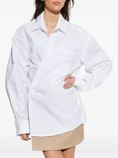 Alexander Wang Pre-styled Mini Wrap Dress In Twill In White