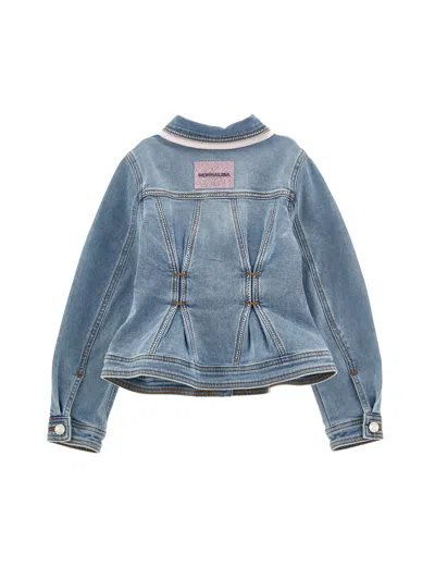 Monnalisa Rhinestone Denim Jacket In Blue