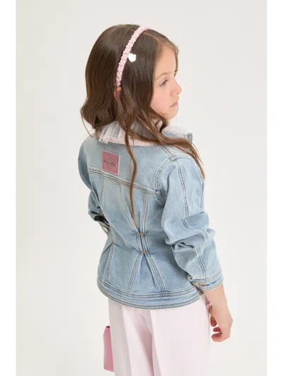 Monnalisa Rhinestone Denim Jacket In Blue
