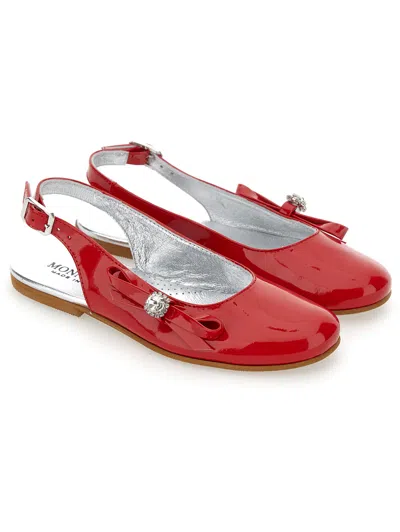 Monnalisa Rhinestone Bow Ballerina In Red