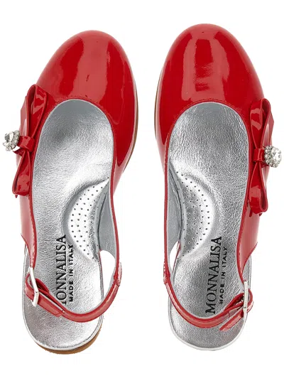 Monnalisa Rhinestone Bow Ballerina In Red