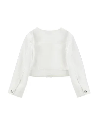 Monnalisa Jacket With Jewel Buttons In White