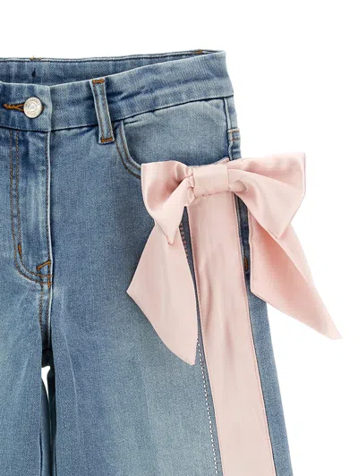 Monnalisa Jeans With Bow In Blue