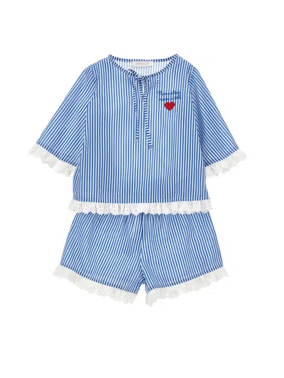 Monnalisa Striped Seaside Set In Blue