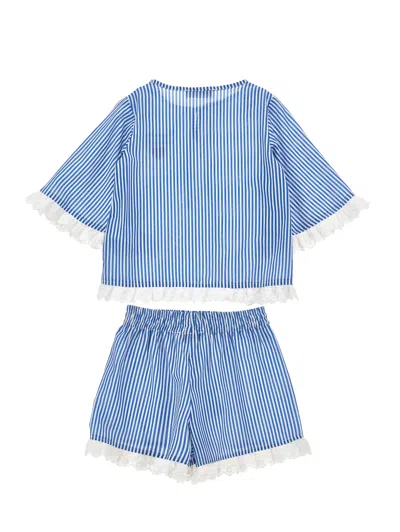 Monnalisa Striped Seaside Set In Blue