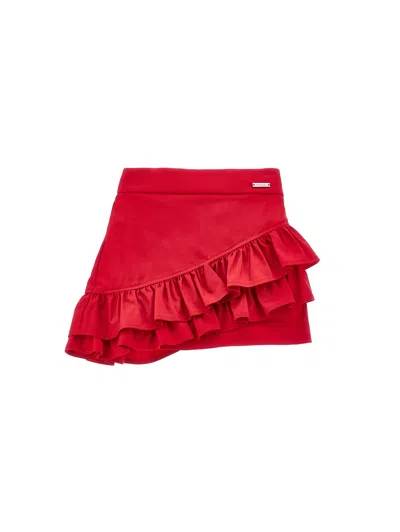 Monnalisa Skirt With Ruffles In Red
