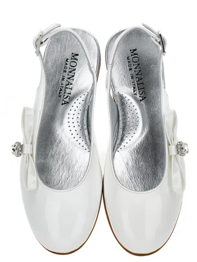 Monnalisa Rhinestone Bow Ballerina In White