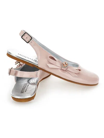 Monnalisa Rhinestone Bow Ballerina In Pink