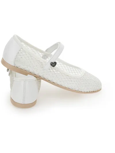 Monnalisa Glitter Mesh Ballerinas In White