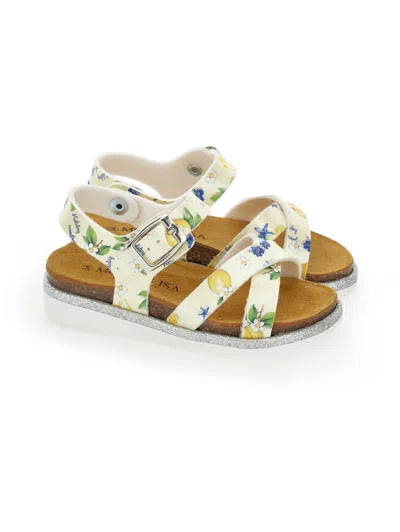 Monnalisa Lemon Sandals In White