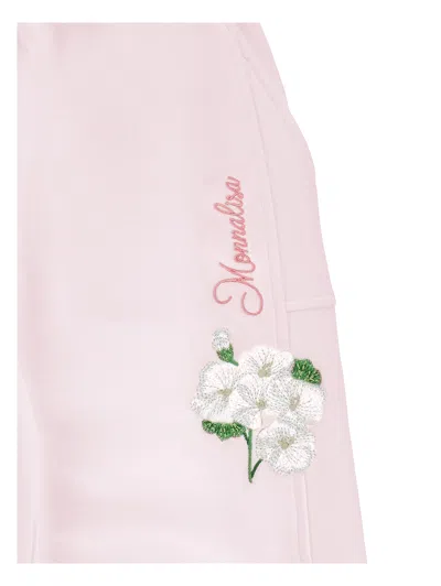 Monnalisa Floral Tracksuit Pants In Pink