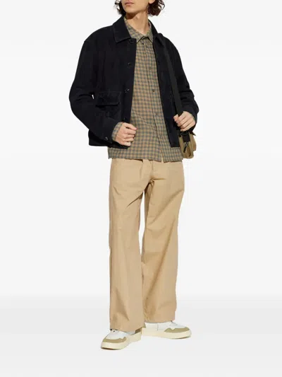 Frame Buttoned Suede Jacket In Blue