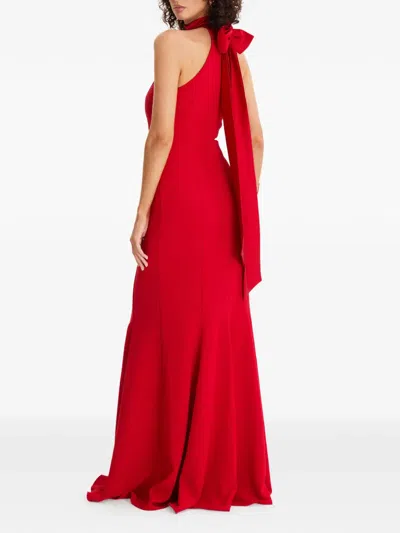 Moos Studio Sweet Dreams Halterneck Bow-detail Maxi Dress In Red