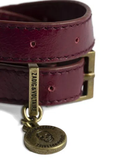Zadig & Voltaire Charm-detail Buckle-design Bracelet In Burgundy