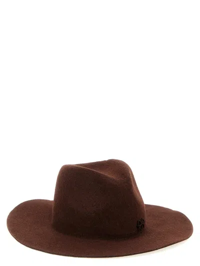 Ruslan Baginskiy Monogram-embellished Fedora Hat With Wide Brim In Brown