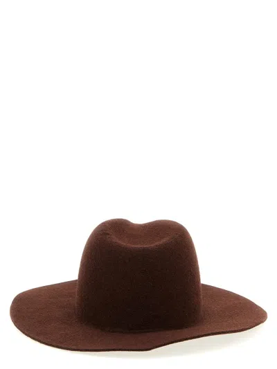 Ruslan Baginskiy Monogram-embellished Fedora Hat With Wide Brim In Brown