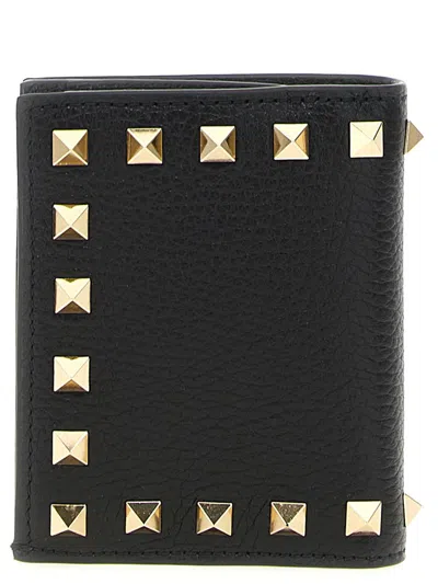 Valentino Garavani Compact Wallet Featuring Studded Texture In Black