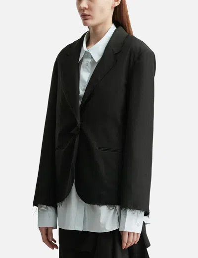 Deinet Rough Cut Detail Blazer In Black