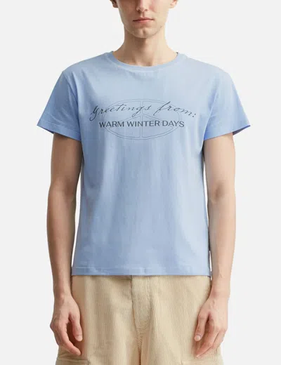 Warm Winter Days Greetings T-shirt In Blue