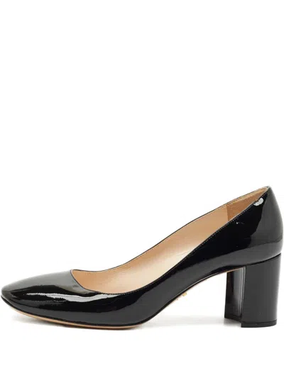Pre-owned Prada Block-heel Leather Pumps In Black
