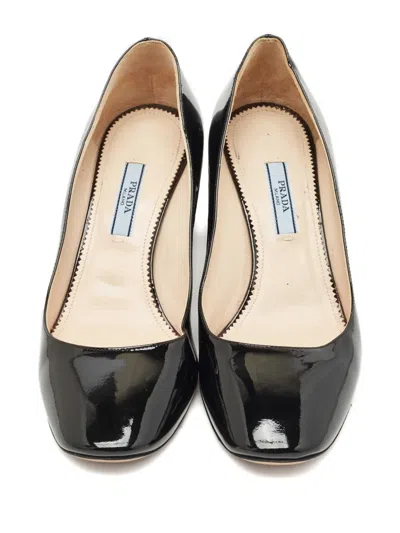 Pre-owned Prada Block-heel Leather Pumps In Black