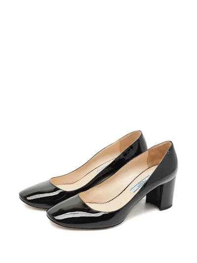 Pre-owned Prada Block-heel Leather Pumps In Black
