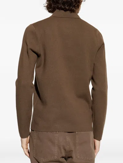 Samsoe & Samsoe Half-zip Polo Shirt In Brown