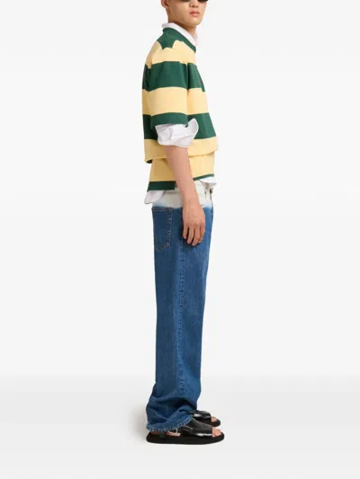 Marni Green And Yellow Maxi-stripe Cotton T-shirt In Multi