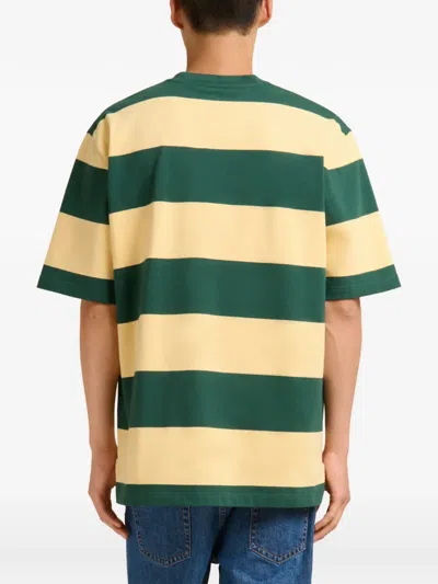 Marni Green And Yellow Maxi-stripe Cotton T-shirt In Multi