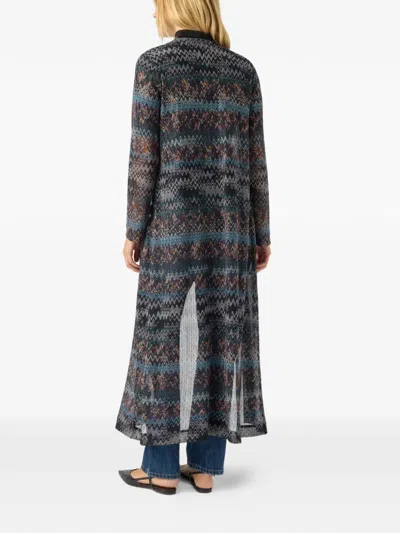 Missoni Patterned Long Cardigan In Green