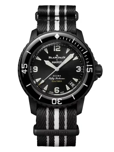 Blancpain X Swatch Ocean Of Storms 42.3mm Watch In Black