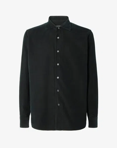 Corneliani Black Cotton Velvet Shirt In Black