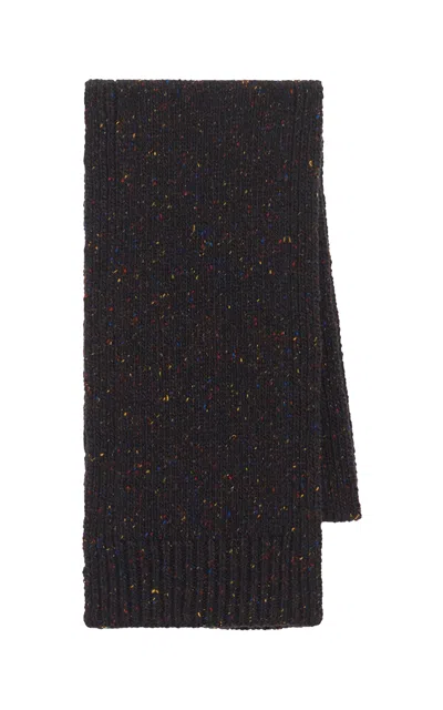 Gabriela Hearst Fokestone Knit Scarf In Charcoal Multi Speckled Aran Cashmere In Black
