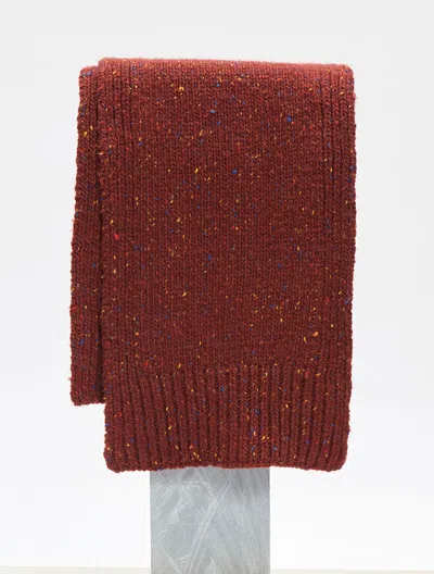 Gabriela Hearst Fokestone Knit Scarf In Burnt Sienna Multi Speckled Aran Cashmere In Burgundy