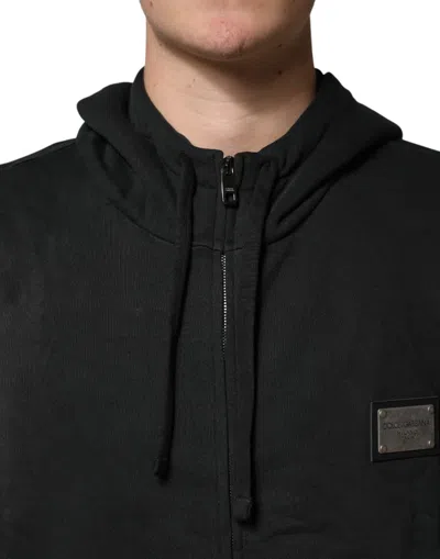 Pre-owned Dolce & Gabbana Black Full Zip Hooded Men Sweatshirt Men's Sweater ()