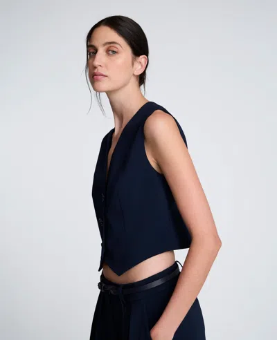 Kenneth Cole Luxe Twill Three Button Vest In Blue