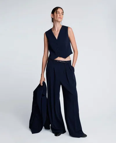 Kenneth Cole Luxe Twill Three Button Vest In Blue