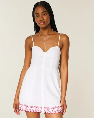 Hollister Button Mini Dress In White