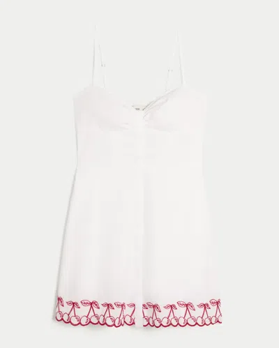 Hollister Button Mini Dress In White
