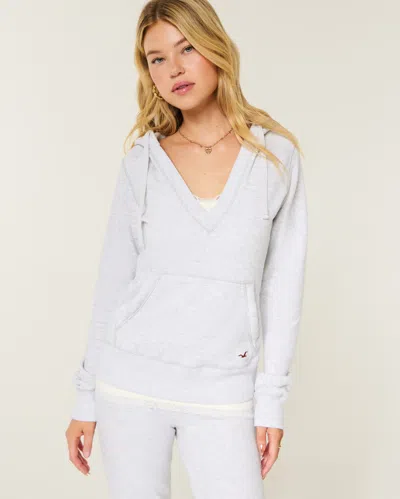 Hollister V-neck Hoodie In Gray