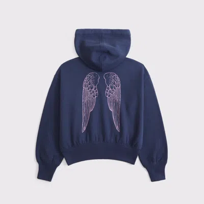 Abercrombie & Fitch Graphic Full-zip Hoodie In Blue